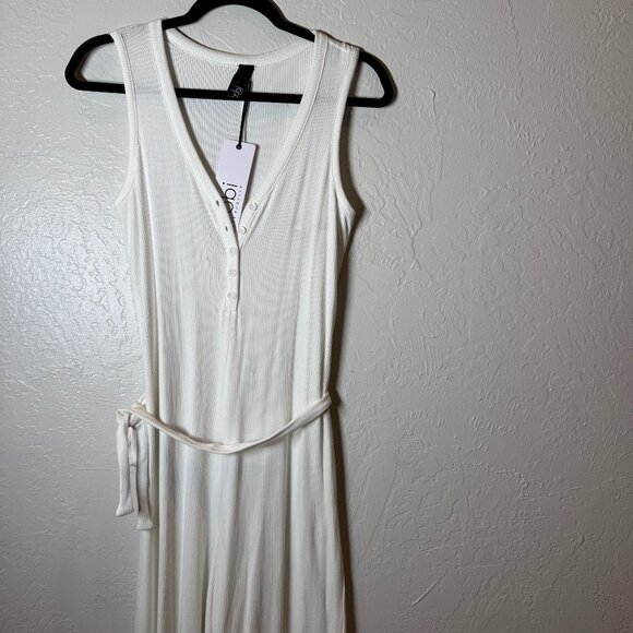 NWT Bobi Los Angeles Cream Ribbed Belted Sleeveless Jumpsuit – Women’s Small - Picture 2 of 6